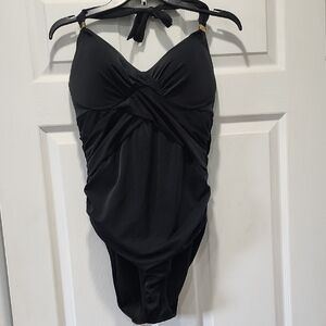 Elegant Black Halter Swimsuit